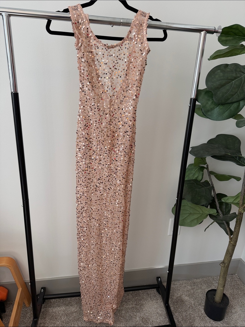 Sequined Rose Gold Evening Gown